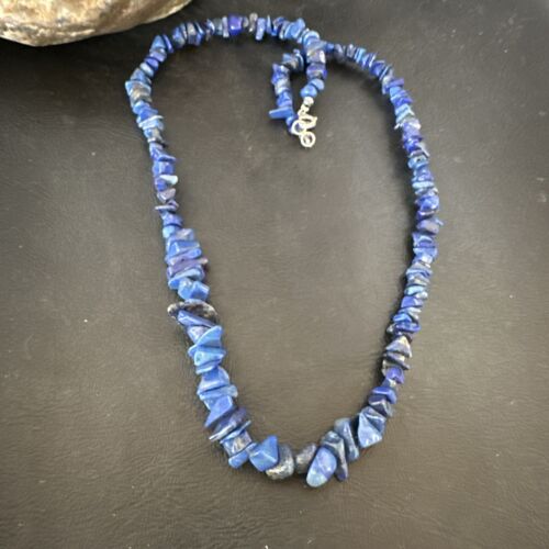 Men's Women's Lapis Lazuli Necklace | Navajo Sterling Silver | 20" | Authentic Native American Handmade | 17379