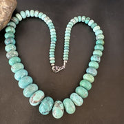 New Blue Turquoise Graduated Navajo Pearls Necklace | Sterling Silver | Authentic Native American | 23" | 16596