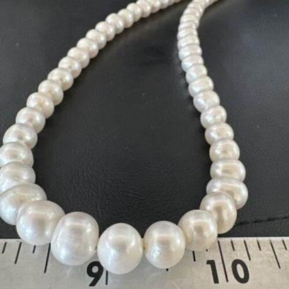 Handmade White Freshwater Pearl Bead Necklace | Sterling Silver | 21" | 17368