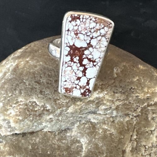 Men's & Women's Wild Horse Turquoise Navajo Ring | Sterling Silver | Sz 7 | Authentic Native American Handmade | 17350