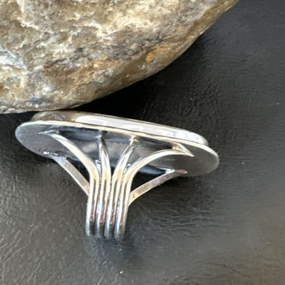 Navajo Ribbon Boulder Green Turquoise Ring | Sterling Silver | Sz 10 | 16270