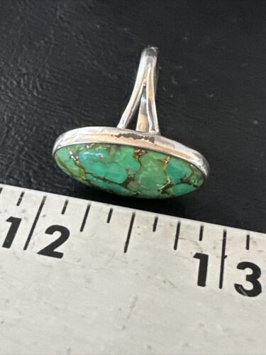 Navajo Green Mojave Turquoise Ring | Sterling Silver | Sz 7 | Authentic Native American Handmade | 15597