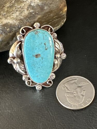 Men's Blue Kingman Turquoise Ring | Navajo Sterling Silver | Sz 10 | Authentic Native American Handmade | 15519