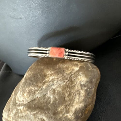 Navajo Purple Spiny Oyster Cuff Bracelet | Sterling Silver | Authentic Native American Handmade | 15160