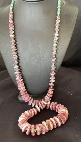 Authentic Navajo Purple Spiny Oyster & Blue Turquoise Necklace | Sterling Silver Navajo Pearls | 34" | 16791