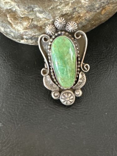 Navajo Green Turquoise Ring | Sterling Silver | Sz 8 | Authentic Native American Handmade | 15918