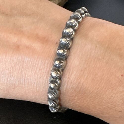 Navajo Stamped Cuff Bracelet | Old Pawn Sterling Silver | Authentic Native American Jewelry | 15163