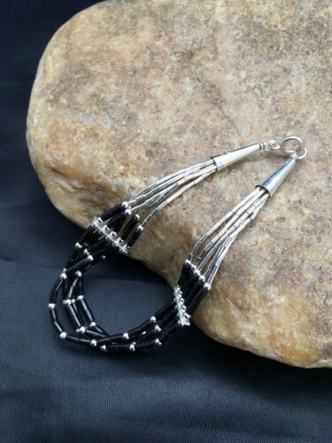 Southwestern Black Onyx Heishi Bracelet | Sterling Silver | 5-Strand | 7" | 2932