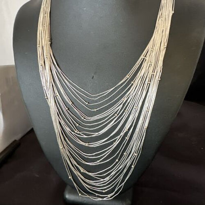 Graduated Bib Heishi Liquid Necklace | Sterling Silver | 24" | 17241