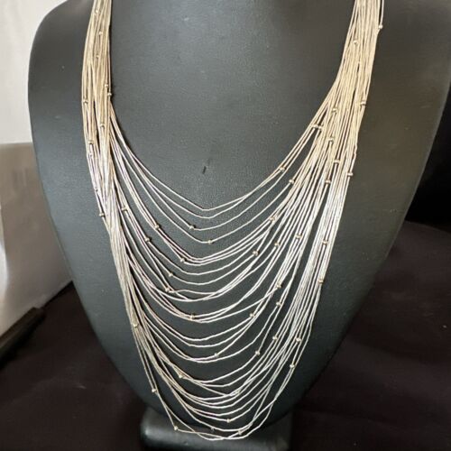 Graduated Bib Heishi Liquid Necklace | Sterling Silver | 24" | 17241