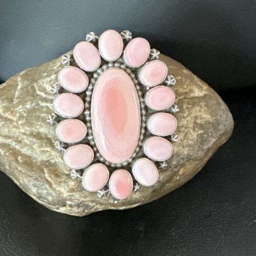 Navajo Pink Conch Cluster Ring | Authentic Native American Sterling Silver | Multi-Stone | Sz 9.5 | 16044