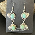Navajo Blue Turquoise Dangle Earrings | Sterling Silver | 1.5" | Authentic Native American Handmade | 17384