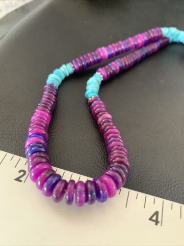 Navajo Purple Sugilite Turquoise Bead Necklace | Sterling Silver | 19" | Authentic Native American Handmade | 11918