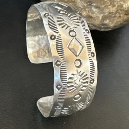 Navajo Stamped Cuff Bracelet | Sterling Silver | Authentic Native American Handmade | 17460