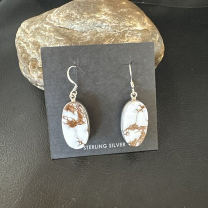 Navajo Wild Horse Turquoise Dangle Earrings | Sterling Silver | Authentic Native American Handmade | 15743