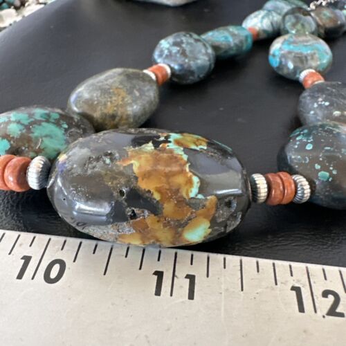Men's Chunky Spiderweb Turquoise Necklace | Navajo Sterling Silver | Authentic Native American | 21" | 16236 Graduated