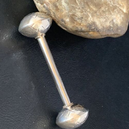 Navajo Baby Rattle | Handmade Sterling Silver Stamped | Native American | 3" | 16961