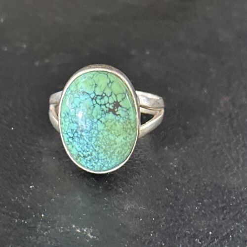 Navajo Green Turquoise Ring | Sterling Silver | Sz 8 | Authentic Native American Handmade | 14751