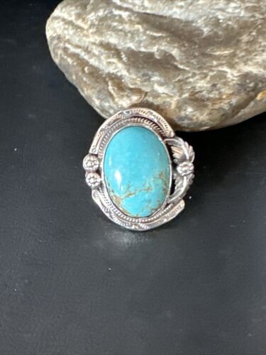 Native American Navajo Blue Turquoise #8 Ring | Sterling Silver | Sz 9.5 | 14951