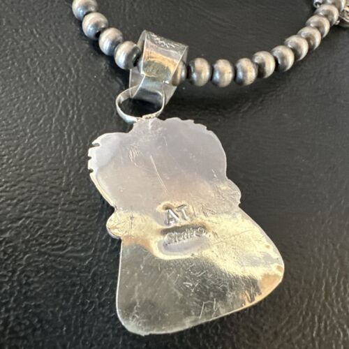Navajo Red Spiny Oyster Pendant Necklace | Sterling Silver | Authentic Native American Handmade | 16149
