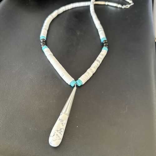 Santo Domingo White Turquoise Howlite Onyx Necklace | Sterling Silver | 23" | 15763