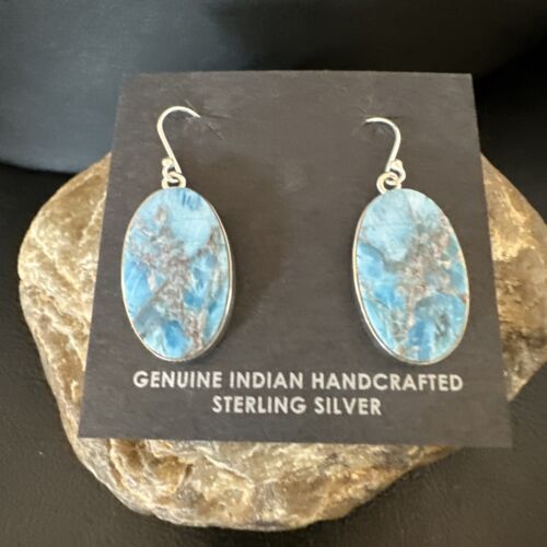 Blue Denim Lapis Dangle Earrings | Sterling Silver | 1" | 15796