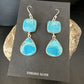 Navajo Blue Kingman Turquoise Dangle Earrings | Sterling Silver | Authentic Native American Handmade | 15105