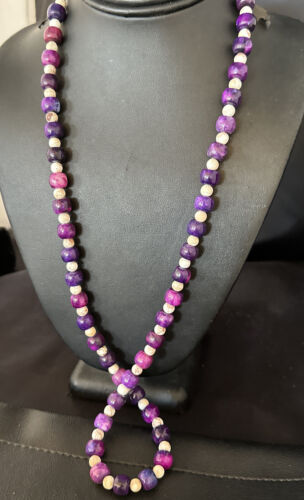 Navajo Purple Sugilite Bead Jasper Necklace | Sterling Silver | 29" | Authentic Native American Handmade | 15347