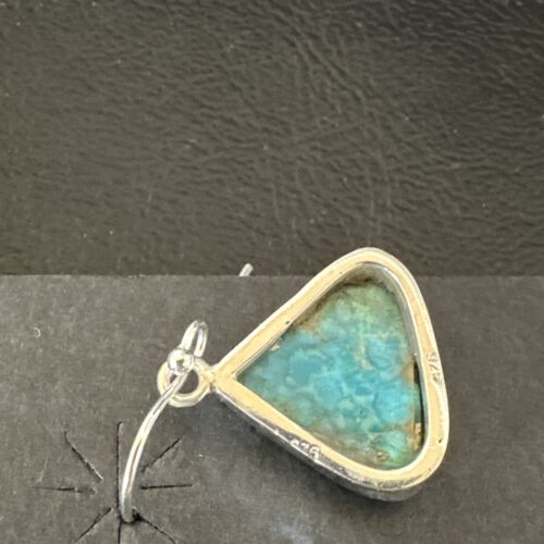 Blue Turquoise Dangle Earrings | Sterling Silver | 1" | Authentic Native American Handmade | 15802