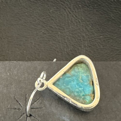Blue Turquoise Dangle Earrings | Sterling Silver | 1" | Authentic Native American Handmade | 15802 - Masha USA