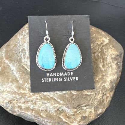 Navajo Blue Ridge Turquoise Dangle Earrings | Sterling Silver | Authentic Native American Handmade | 16512
