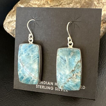 Handmade Sterling Silver Blue Denim Lapis Dangle Earrings | 1" | 15800