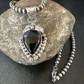 Navajo Pearls Black Onyx Necklace Pendant | Sterling Silver | Authentic Native American Handmade | 16529