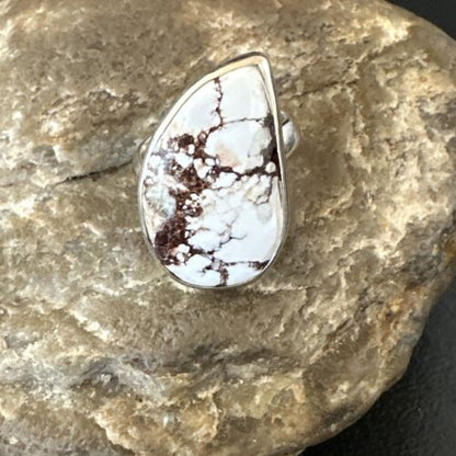 Men's & Women's Wild Horse Turquoise Navajo Ring | Sterling Silver | Sz 7 | Authentic Native American Handmade | 17365