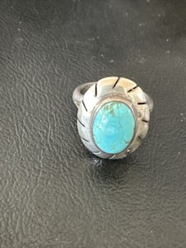 Navajo Blue Kingman Turquoise Ring | Sterling Silver | Sz 8 | Authentic Native American Handmade | 16894