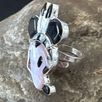 Navajo Sterling Silver Disney Minnie Mouse Zuni Inlay Ring | Sz 6 | Handmade Southwestern Jewelry | 16751
