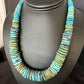 Navajo Blue Green Turquoise Necklace | Sterling Silver Graduated Beads | Authentic Native American | 19" | 15318