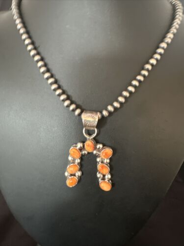 Navajo Spiny Oyster Naja Pendant Necklace | Sterling Silver | 20" | Authentic Native American Handmade | 15758