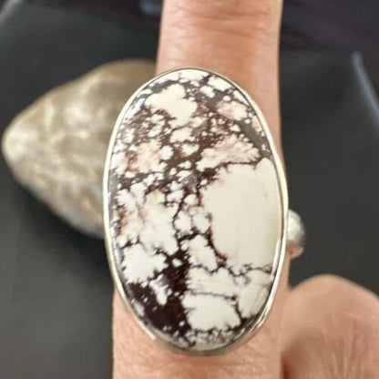 Men's and Women's Wild Horse Turquoise Ring | Navajo Sterling Silver | Sz 8 | 17360
