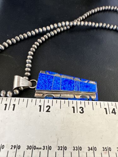 Blue Opal Pendant Necklace | Navajo Pearls & Sterling Silver Beads | Authentic Native American | 15181