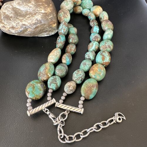 XXL Men's Chunky Spiderweb Turquoise Necklace | Navajo Sterling Silver | 21" | 16239