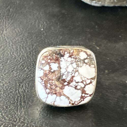 Women's Wild Horse Turquoise Ring | Navajo Sterling Silver | Sz 7 Adjustable | Authentic Native American Handmade | 15545