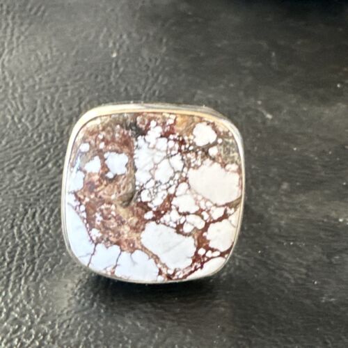Women's Wild Horse Turquoise Ring | Navajo Sterling Silver | Sz 7 Adjustable | Authentic Native American Handmade | 15545