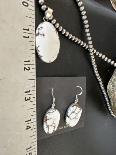 Navajo Wild Horse Necklace Pendant and Earrings Set | Sterling Silver | Authentic Native American Handmade | 15738
