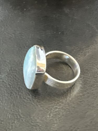 Navajo Blue Larimar Ring | Sterling Silver | Sz 8 | Authentic Native American Handmade | 17585