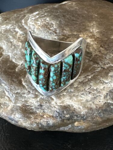 Navajo Men's Inlay Blue Spiderweb Turquoise Ring | Sterling Silver | Sz 12 | 15914