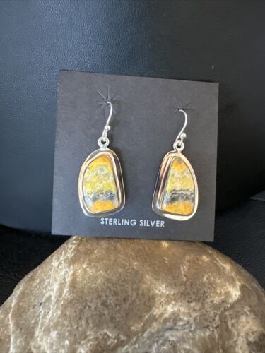 Navajo Bumblebee Jasper Earrings | Sterling Silver | Authentic Native American Handmade | 15824