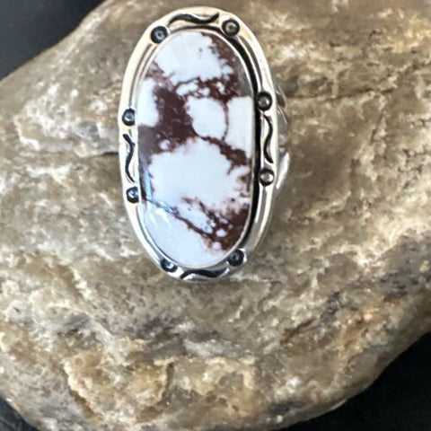 Womens Wild Horse Turquoise Navajo Sterling Silver Ring Size 9 16471