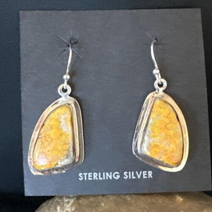 Navajo Bumblebee Jasper Earrings | Sterling Silver | Authentic Native American Handmade | 15823