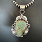 Navajo Blue Turquoise #8 Pendant | Sterling Silver Necklace with Pearls | Authentic Native American Handmade | 15901